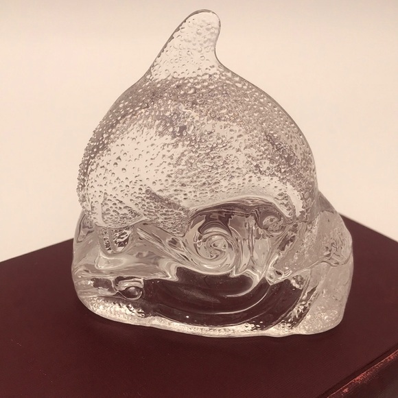 VTG PartyLite‎ Glass Dolphin on a Wave Tealight Holder - Picture 2 of 7